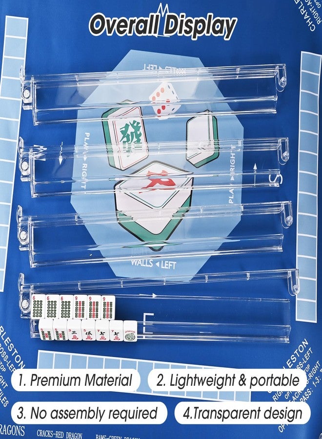 Goldge Mahjong Racks with Pushers Set of 4, Clear Acrylic All-in-One Mahjong Pushers and Racks, Transparent American Mahjong Tile Racks, Durable Lightweight Mahjong Accessories - Image 5